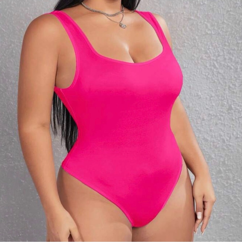 Hot Pink Scoop Neck Bodysuit | 14/1XL